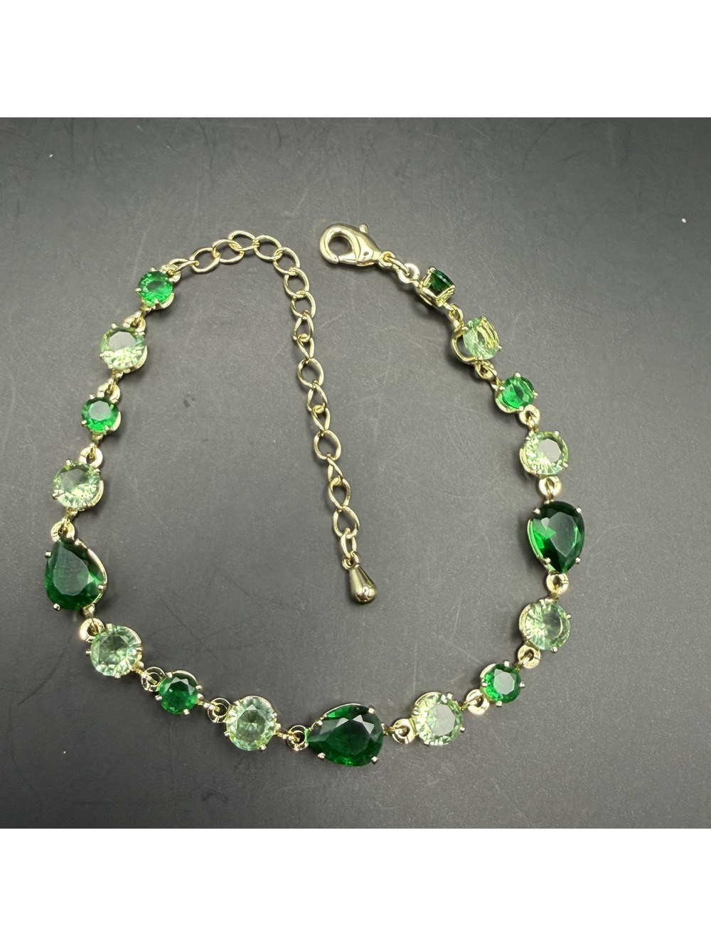candy+clover Green Candy Crystal Gold Tone Bracelet